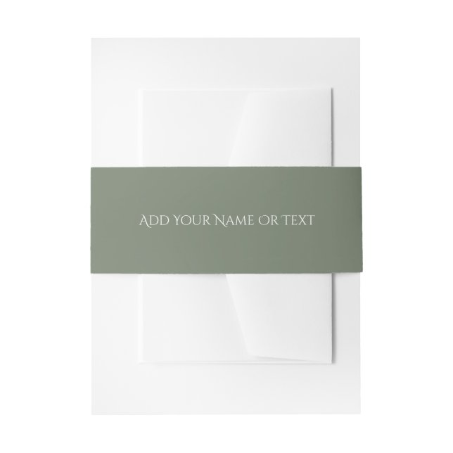 Trend Colour Muted Greenish Grey Decorative Invitation Belly Band (Front Example)