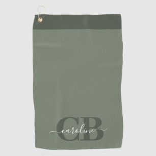 Trend Colour Muted Greenish-Grey Script Golf Towe Towel