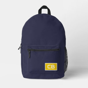 Trend Colour Navy Blue Monogram Printed Backpack