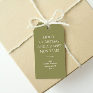 Trend Colour Olive Green Minimalist  Gift Tags
