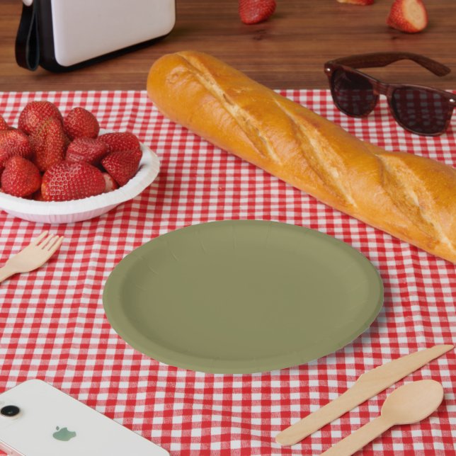 Trend Colour - Olive Green Paper Plates (Picnic)
