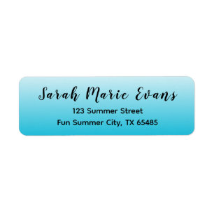 Trend Colour Ombre Vivid Cyan Return Address Label