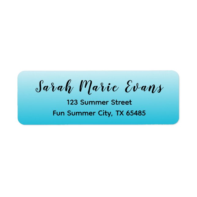 Trend Colour Ombre Vivid Cyan Return Address Label (Front)