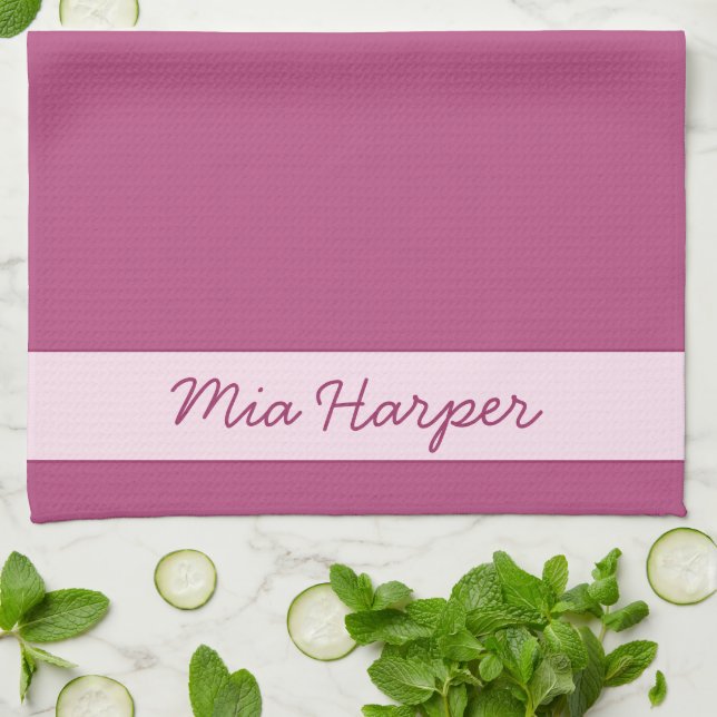 Trend Colour Pink Purple Berry - Name Kitchen Towe Tea Towel (Folded)