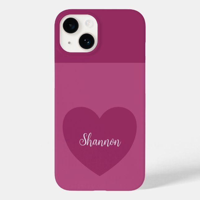 Trend Colour Pink Purple Heart & Name Minimalist Case-Mate iPhone Case (Back)