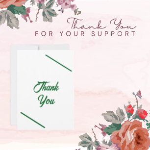 Trend Colour Plain White and Custom Green Text Thank You Card
