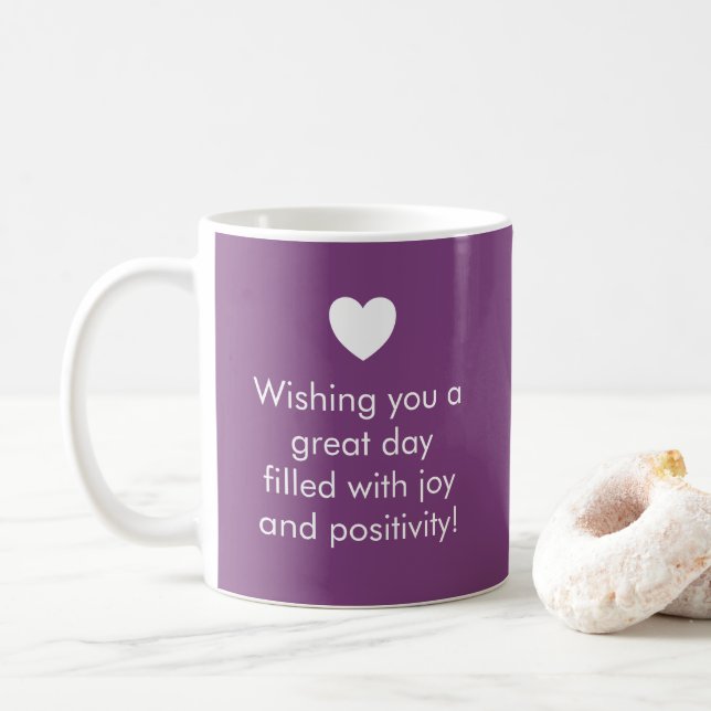 Trend Colour Plum Purple - Name / Positivity Mug (With Donut)