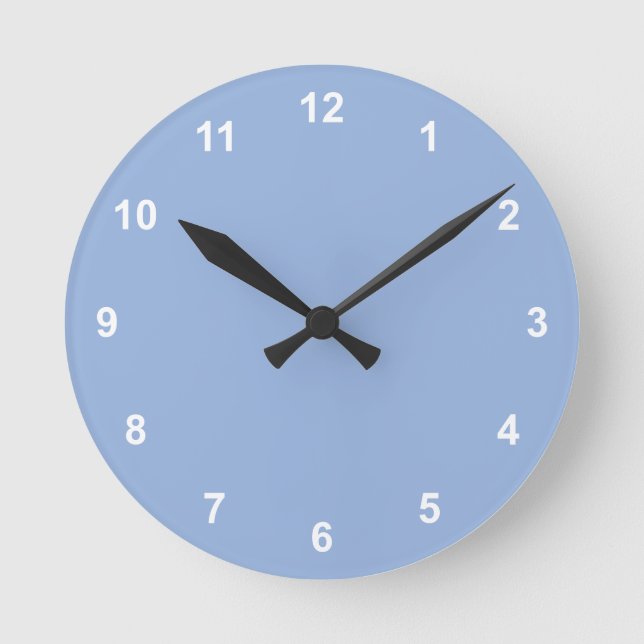 Trend Colour - Powder Blue Round Clock With Number (Front)