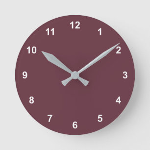 Trend Colour - Red Wine Round Clock With Numbers