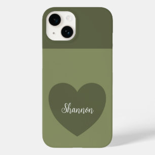 Trend Colour Reed Green Heart & Name Minimalist Case-Mate iPhone 14 Case