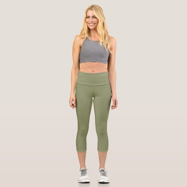 Trend Colour Reed Green High Waisted Capris (Front)