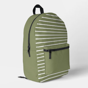 Trend Colour Reed Green Striped Printed Backpack