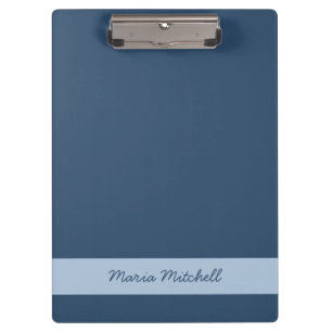 Trend Colour - Serious Blue Clipboard With Name