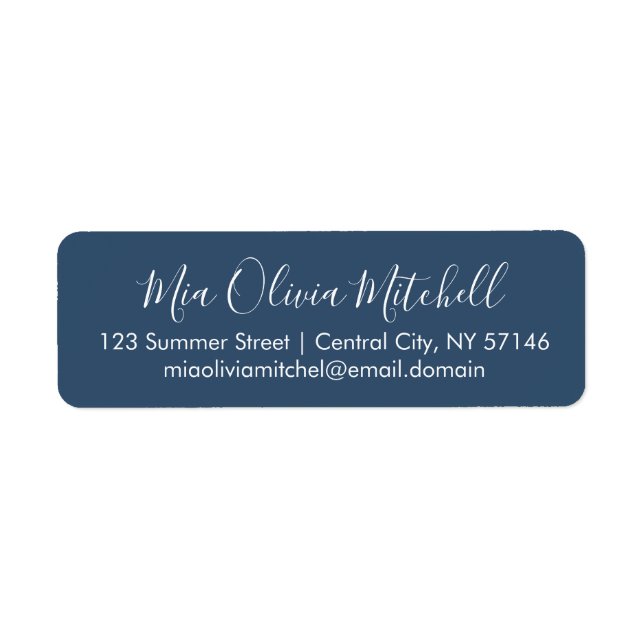 Trend Colour Serious Blue Elegant Address Labels (Front)