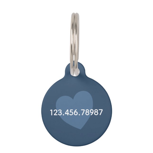 Trend Colour - Serious Blue Heart Pet ID Tag (Back)