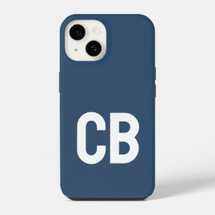 Trend Colour Serious Blue Minimalist Monogram iPhone 14 Case