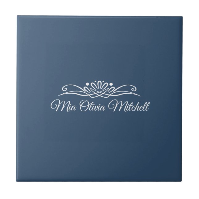 Trend Colour - Serious Blue Name Ceramic Tile (Front)