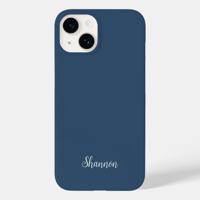 Trend Colour Serious Blue Name Minimalist Case-Mate iPhone Case (Back)