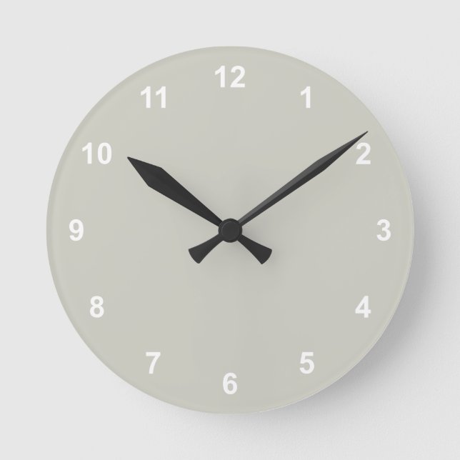 Trend Colour - Silver Grey Round Clock With Number (Front)