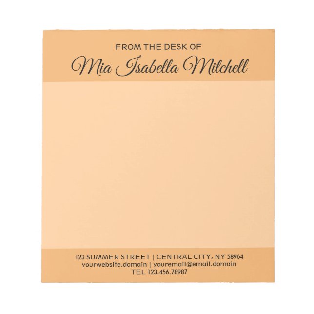 Trend Colour - Soft Orange Business Notepad (Front)