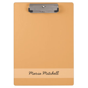 Trend Colour - Soft Orange Clipboard With Name