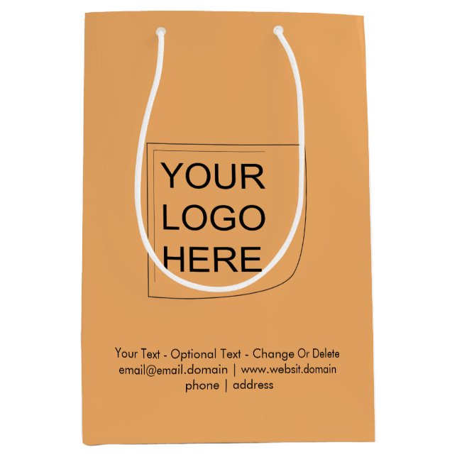Trend Colour - Soft Orange Medium Logo Gift Bag (Front)