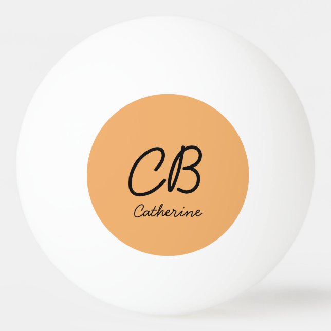 Trend Colour Soft Orange Name Ping Pong Ball (Front)