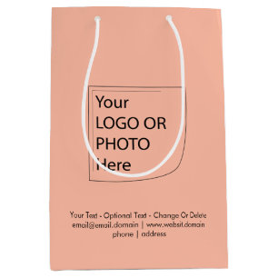 Trend Colour - Soft Peach Medium Logo Gift Bag