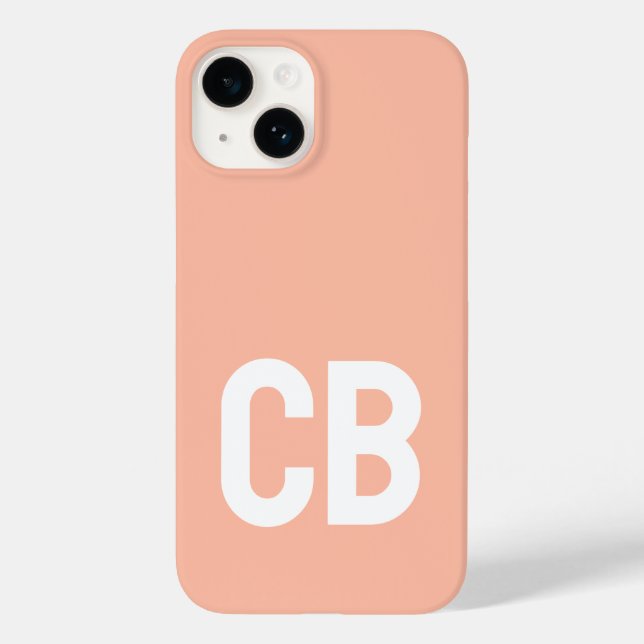 Trend Colour Soft Peach Minimalist Monogram Case-Mate iPhone Case (Back)
