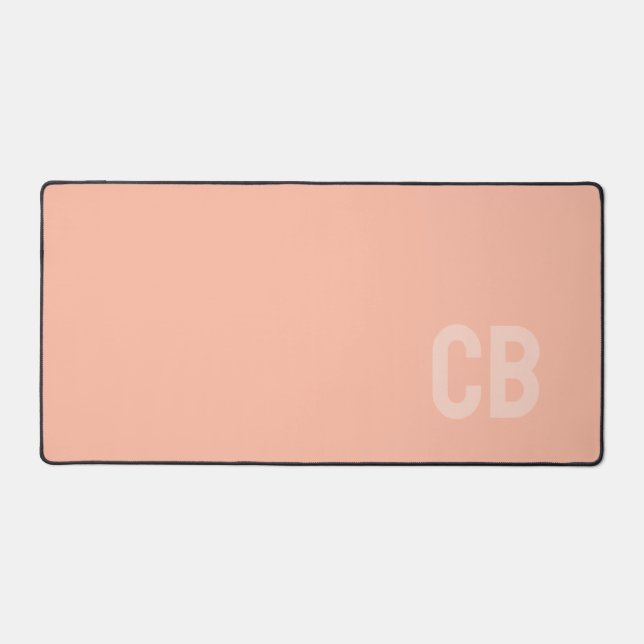 Trend Colour Soft Peach Monogram Desk Mat (Front)