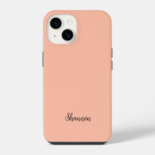 Trend Colour Soft Peach Name Minimalist iPhone 14 Case