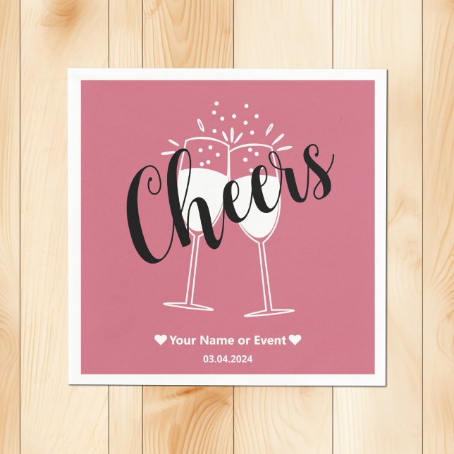 Trend Colour Soft Pink Cheers Paper Napkins (Creator Uploaded)