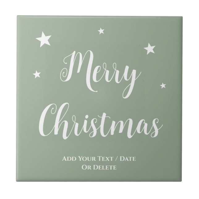 Trend Colour Soft Sage Christmas Ceramic Tile (Front)
