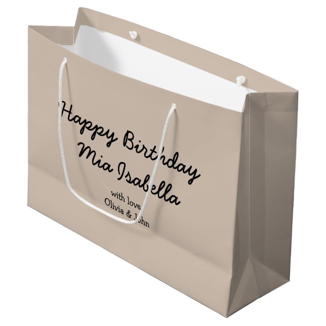 Trend Colour - Soft Taupe Customisable Gift Bag (Front Angled)