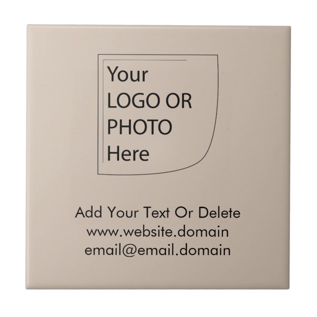 Trend Colour - Soft Taupe Logo Ceramic Tile (Front)