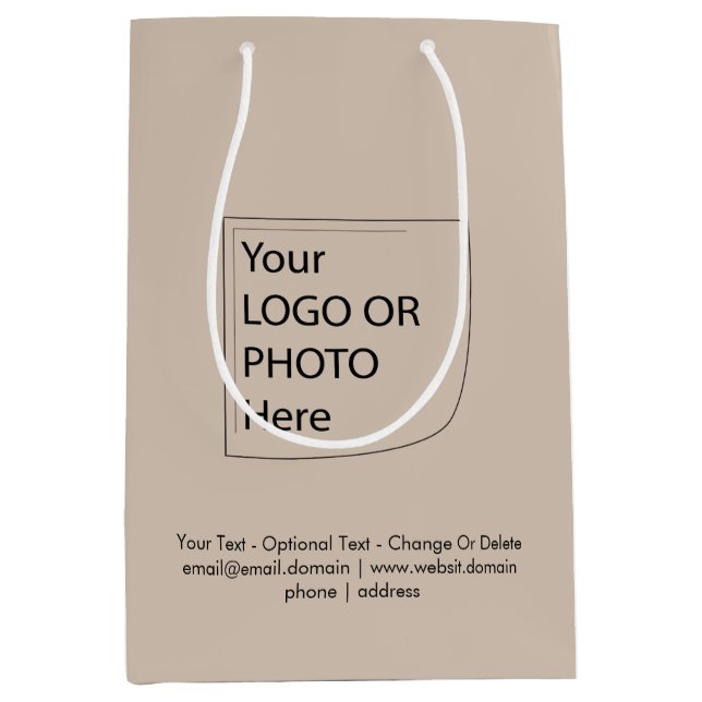 Trend Colour - Soft Taupe Medium Logo Gift Bag (Front)