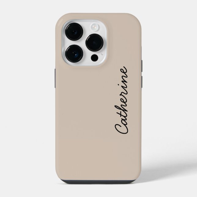 Trend Colour Soft Taupe Name iPhone Case (Back)