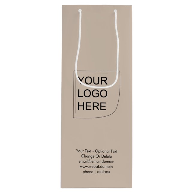 Trend Colour - Soft Taupe Wine Logo Gift Bag (Front)