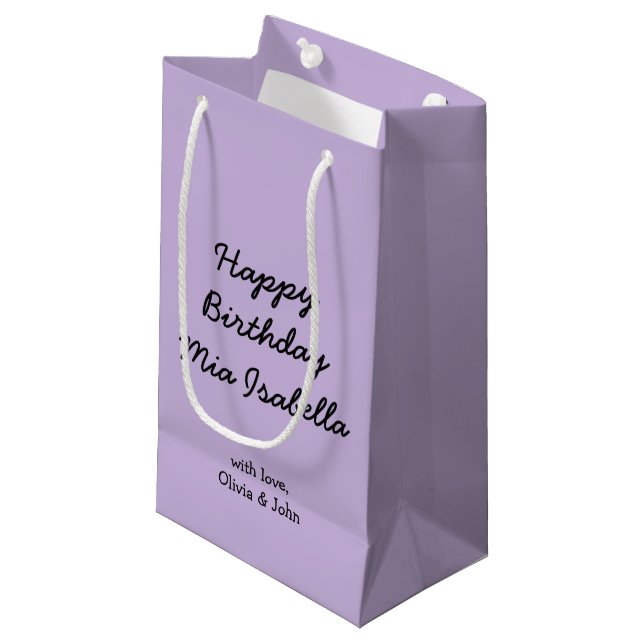 Trend Colour Soft Violet Custom Small Gift Bag (Front Angled)