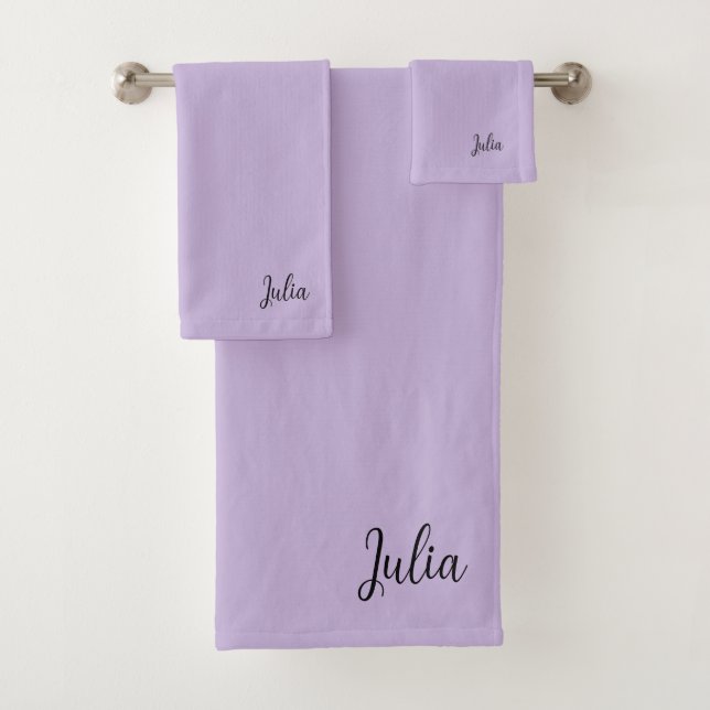 Trend Colour Soft Violet Name Bath Towel Set (Insitu)