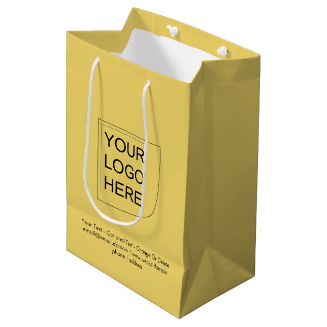 Trend Colour - Soft Yellow Medium Logo Gift Bag (Front Angled)