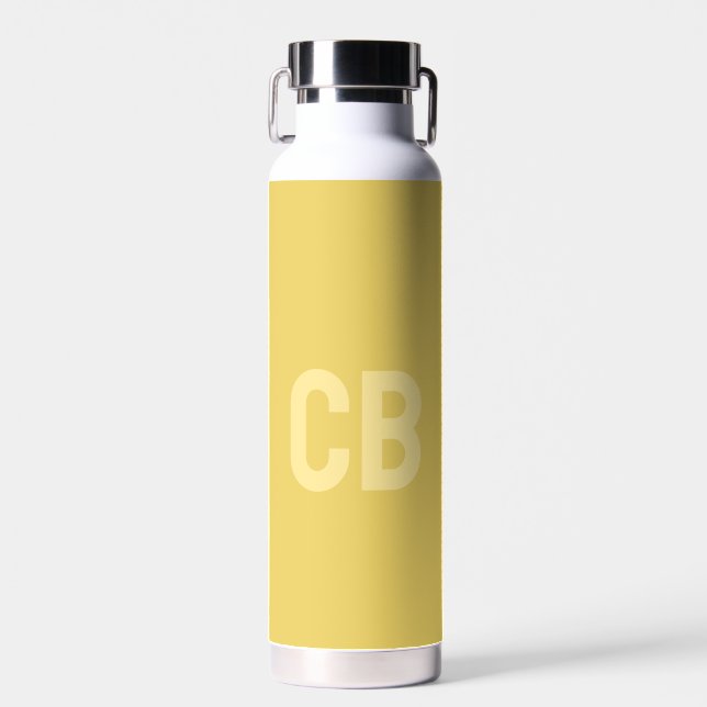 Trend Colour Soft Yellow Monogram Water Bottle (Front)