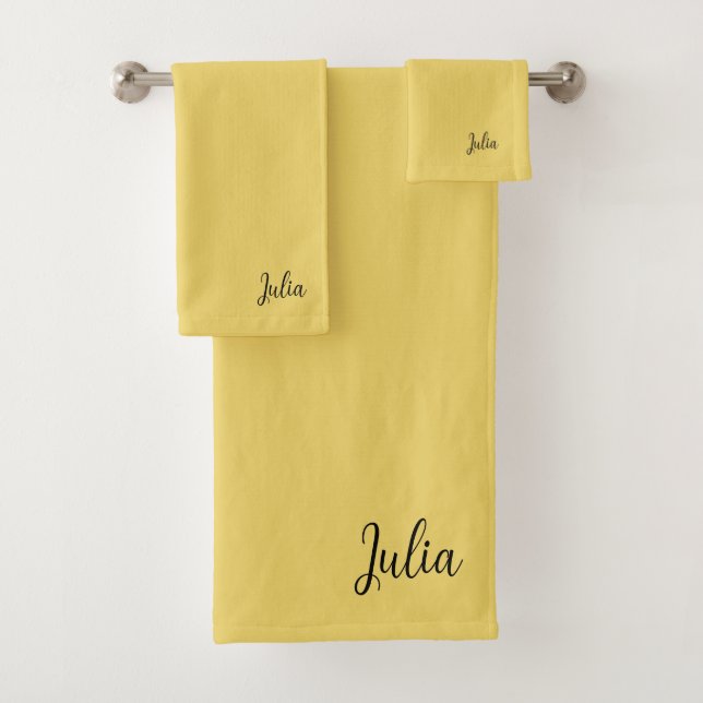 Trend Colour Soft Yellow Name Bath Towel Set (Insitu)