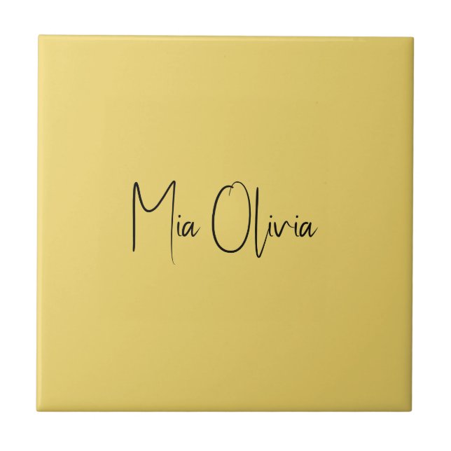 Trend Colour - Soft Yellow Name Ceramic Tile (Front)