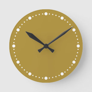 Trend Colour - Sunny Olive White Dots Round Clock