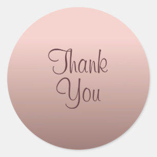 Trend Colour Template Thank You Text Rose Gold Classic Round Sticker