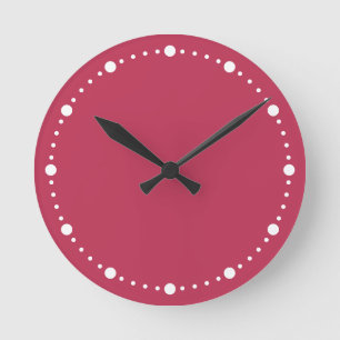 Trend Colour Vibrant Magenta White Dots Round Cloc Clock