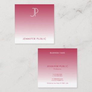 Trend Colour Viva Magenta Monogram Initial Square Business Card