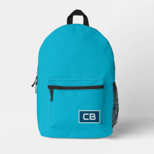 Trend Colour  Vivid Cyan Monogram Printed Backpack