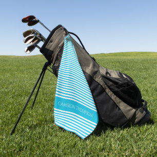 Trend Colour - Vivid Cyan Name Golf Towel 